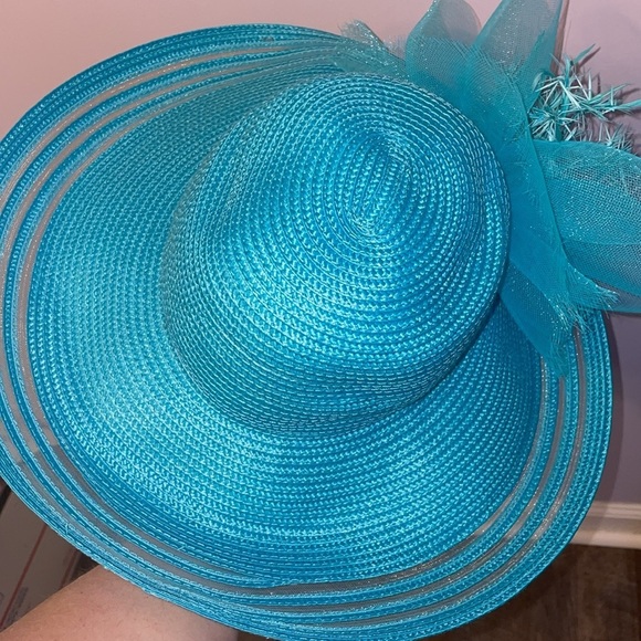San Diego Hat Company Turquoise Wide Brim Derby Fancy Unique Hat OS